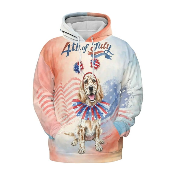 4th of July English Setter Celebrates Independence Day All Over Print 3D Hoodie Unisex Merch Hoodies Dog Lover - 12010