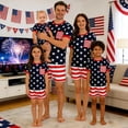 thumbnail image 1 of 4th of July Family Matching Outfits Red White Blue Patriotic Short Sleeve Tops and Shorts Set, 1 of 7