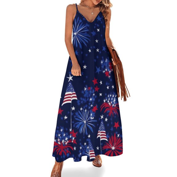 4th of July Fine Art Sleeveless Dress Summer Dress Woman 2025