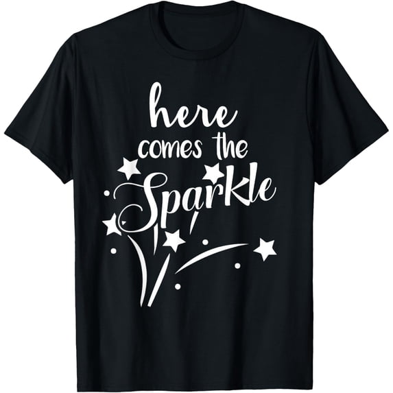 4th of July Fireworks Sparklers Gift, Here Comes The Sparkle T-ShirtMen and women, Black T-shirt, size: Extra large