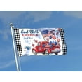 thumbnail image 1 of 4th of July Flags, Patriotic American Truck with Flags Buffalo Plaid Double Sided, 1 of 5