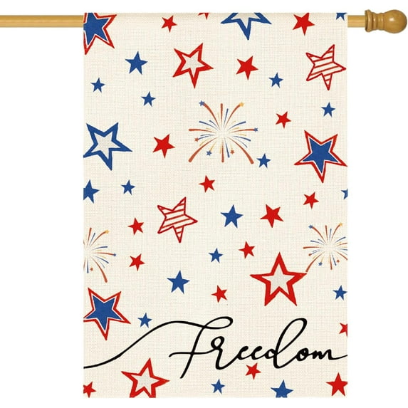 4th of July Freedom Garden Flag 12x18 Inch Double Sided Outside, Independence Day Patriotic American Stars and Stripes Yard Outdoor Decoration
