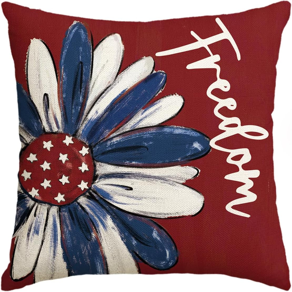 4th of July Freedom Throw Pillow Cover, 18 x 18 Inch Patriotic Memorial
