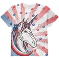 thumbnail image 1 of 4th of July Freedom is Magical Unicorn All Over Youth T Shirt Multi YXL, 1 of 2