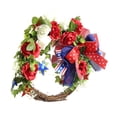 thumbnail image 1 of 4th of July Front Door Wreath,Independence Day Memorial Day Flag Day Hanging Decoration,Red Blue White American Flag Artificial Wreath, 1 of 6