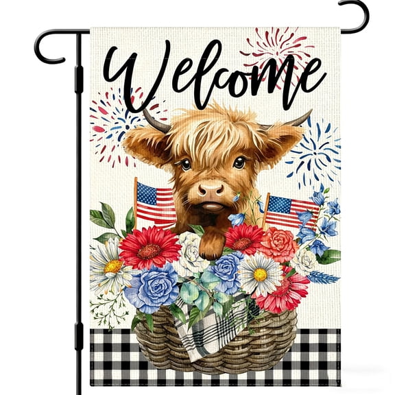 4th of July Garden Flag Chicken Double Sided USA Flag Patriotic Memorial Day Independence Day Welcome Animal Yard Outdoor Decorations A