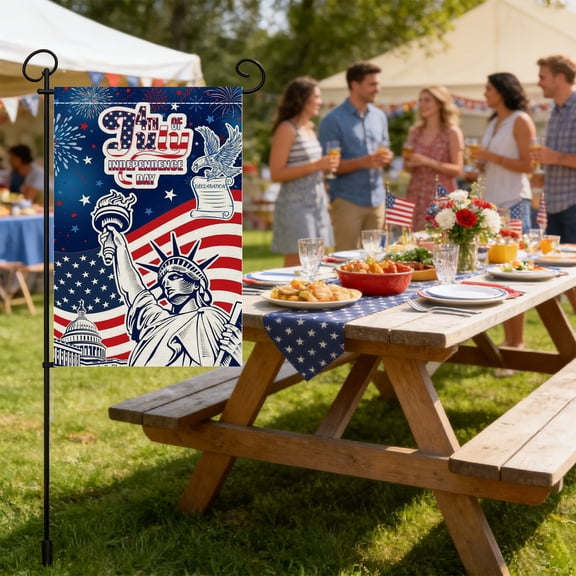 4th of July Garden Flag Double Sided Patriotic Printed State Flag Paw Design for Outdoor Patio Garden Home Decor USA Flag