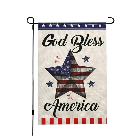 4th of July Garden Flag Stars Patriotic Independence Day Memorial Day Flags Outdoor Yard Decoration 12x18 Inch