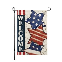 4th of July Garden Flag Stars Patriotic Striped Welcome Independence Day Memorial Day Flags Outdoor Yard Decoration 12x18 Inch