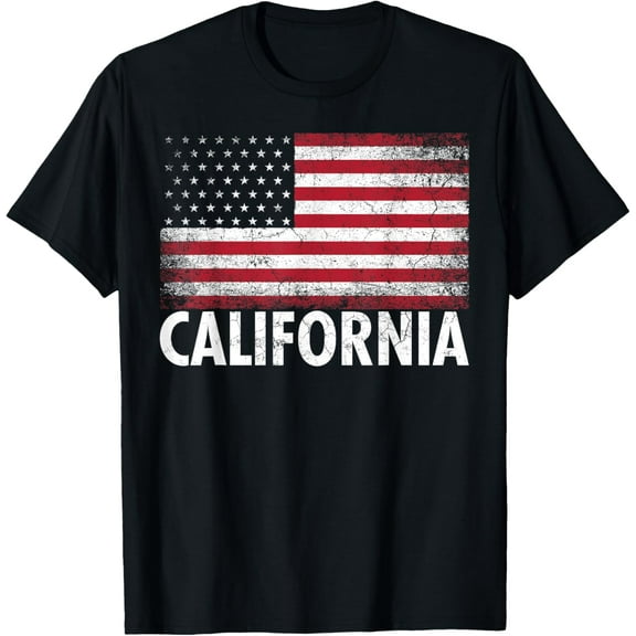4th of July Gift For Men Women California American Flag Gift T-Shirt100% cotton