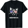 thumbnail image 1 of 4th of July Gift Meowica Funny Patriot American Cat Lover T-Shirt, 1 of 3