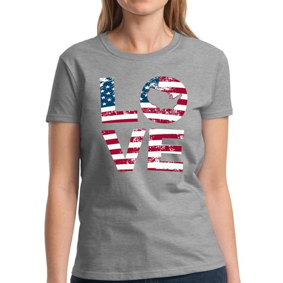 4th of July Gift Women Shirt American Love S M L XL 2XL 3XL Graphic Tee