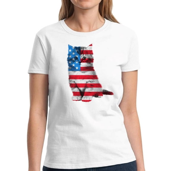 4th of July Gift Women Shirt American Сute Сat S M L XL 2XL 3XL Graphic Tee