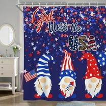 4th of July Gnome Shower Curtain, American Independence Day Memorial Day Curtain for Bathroom ,72x72in