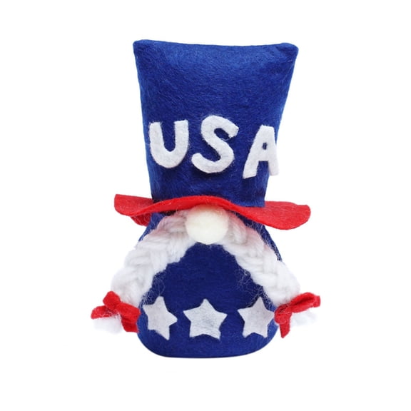 4th of July Handmade Patriotic American Stars Stripes Plush Elf Memorial Day Decorations for Fourth of July USA Independence Day Gift