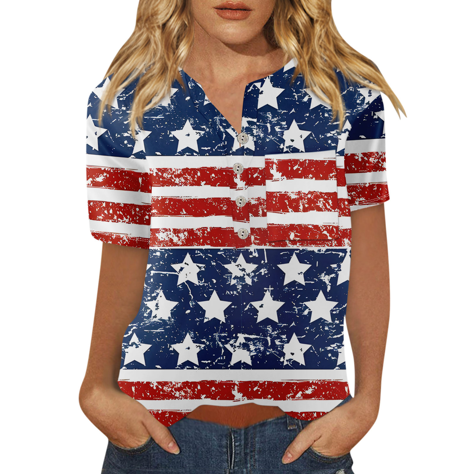 American Football Patriotic T-Shirt For Women – USA Flag & Football Graphic Tee, Vintage Style Top