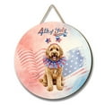 thumbnail image 1 of 4th of July Goldendoodle Celebrates Independence Day Round Wood Sign Doodle Dog Lover Gifts Idea Hanging Wall Home Decor - 12010, 1 of 5