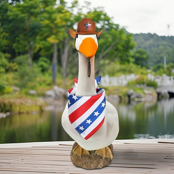 4th of July Goose Outfit Set, 23" 17'' Porch Patriotic Goose Clothes for Cement Statue, Spring Summer Outfit for Outdoor Patio Yard Garden Decoration