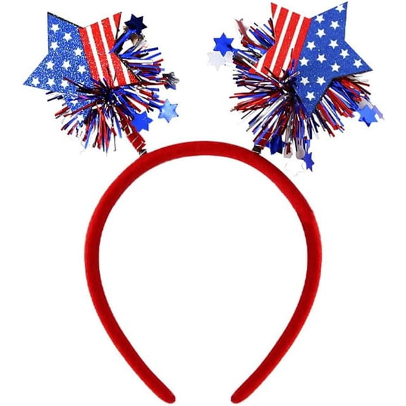 4th of July Headband Independence Day Glitter Star Patriotic Head Boppers Tassel Head Hoop Party Accessories 1PCS