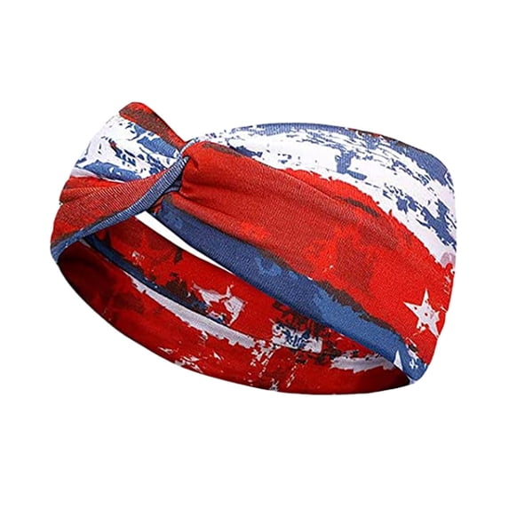 4th of July Headbands for Women, Wide Knot Patriotic Independence Day Holiday Hair Band, USA Flag Star Hair Accessory