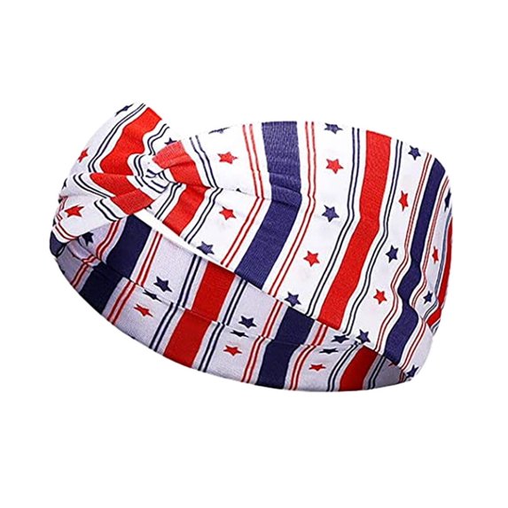 4th of July Headbands for Women, Wide Knot Patriotic Independence Day Holiday Hair Band, USA Flag Star Hair Accessory