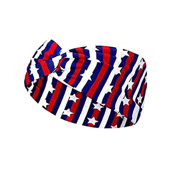 4th of July Headbands for Women, Wide Knot Patriotic Independence Day Holiday Hair Band, USA Flag Star Hair Accessory