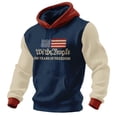 thumbnail image 1 of 4th of July Hoodie Men 250 Anniversary USA Sweatshirt Long Sleeve Waffle Knit Tops Patriotic Print Casual Pullover with Pocket, 1 of 3