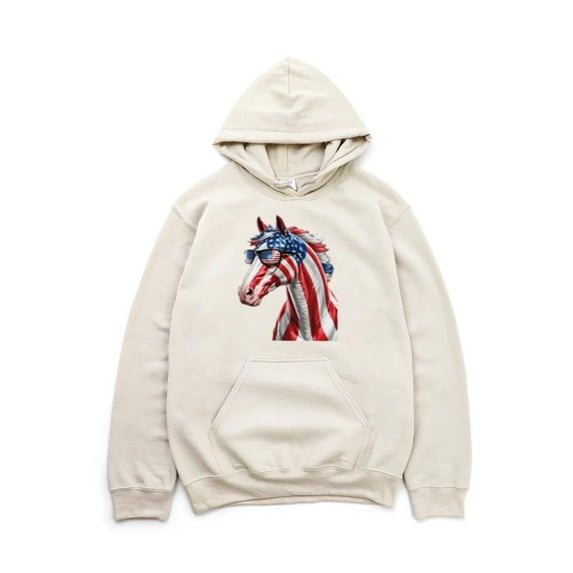 4th of July Horse USA Flag Equestrian Pride Patriotic Style Hoodie, for men & women, up to size 5XL