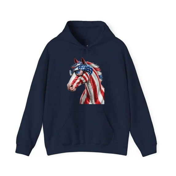 4th of July Horse USA Flag Equestrian Pride Patriotic Style Hoodie, for men & women, up to size 5XL