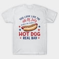 thumbnail image 1 of 4th of July Hot Dog Quote I'm Just Here For The Wieners Funny BBQ Party New Unisex T-Shirt, Up to size 5XL, 1 of 3