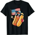 thumbnail image 1 of 4th of July Hotdog Funny Fourth of July Patriotic USA Flag T-Shirt Tee, 1 of 4