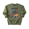 thumbnail image 1 of 4th of July Hotdog Sweatshirt Funny Dachshund Patriotic USA Crewneck for Women Men Kids Family Army Green Sweatshirt Adult M, 1 of 7