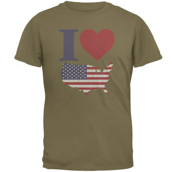 4th of July I Heart Love America Halftone Mens T Shirt Prairie Dust X-LG