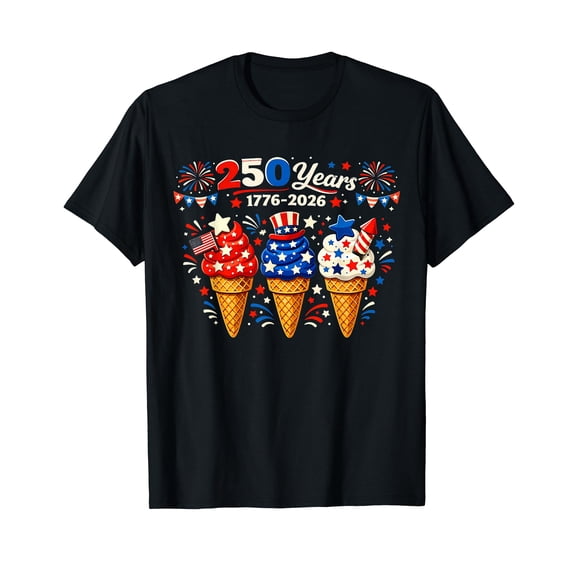 4th of July Ice Cream 250 Years Celebration 1776-2026 Party T-Shirt