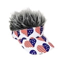 thumbnail image 1 of 4th of July Independence Day Mens Visor Hats with Spiked Wig Novelty Adjustable Baseball Golf Cap with Fake Hair, 1 of 5