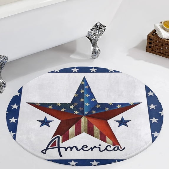 4th of July Independence Day Round Carpet Circle Rug Outdoor Patio Area Rug Washable Large Area Rugs Hallway Room Decor Fitness Mats