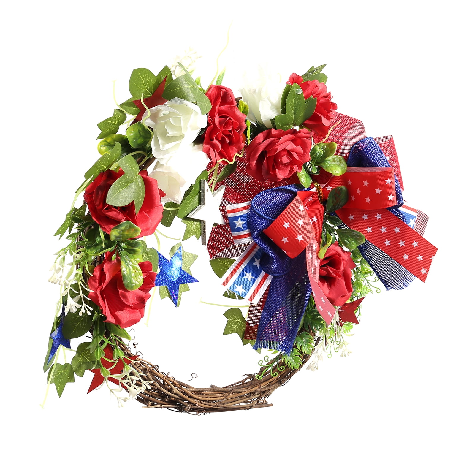 4th of July Independence Day Wreath for Front Door, Red Blue White ...