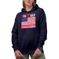 thumbnail image 1 of 4th of July Independence Day with American Flag, Navy Blue Hooded Sweatshirt or Hoodie, Small, 1 of 5