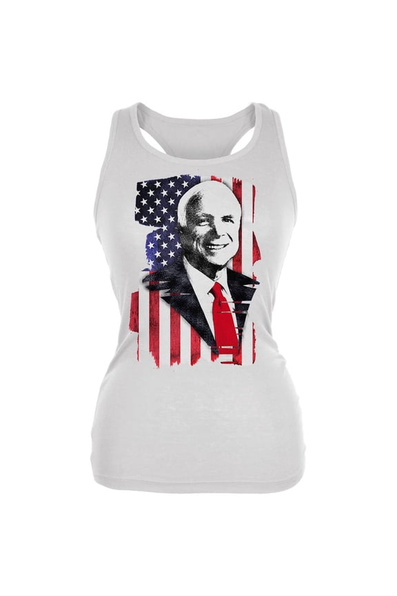 4th of July John McCain American Patriot Juniors Soft Tank Top White SM