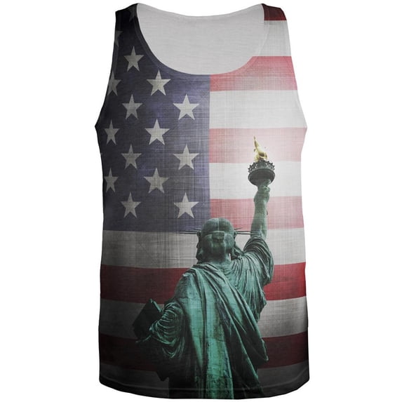 4th of July Let Lady Liberty Light the Way All Over Mens Tank Top Multi 2XL