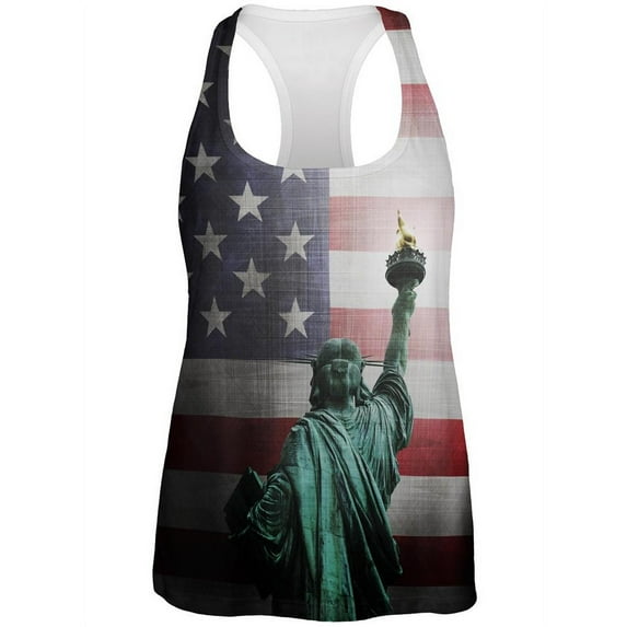 4th of July Let Lady Liberty Light the Way All Over Womens Work Out Tank Top Multi 2XL