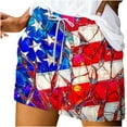 thumbnail image 1 of 4th of July Lounge Shorts Women Wide Leg American Flag Shorts High Waisted Elastic Waist Shorts 2025 Summer Flowy Lounge & Beach Pants with Pockets, 1 of 5