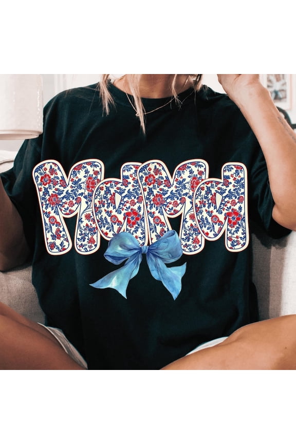 4th of July Mama Floral T-Shirt, American Girl Shirt, Mama Mini Shirt, Stars and Stripes Shirt, Memorial Day Shirt