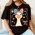 thumbnail image 1 of 4th of July Mama Goose Tshirt, Preppy Watercolor USA Bow , Memorial Day, 1 of 2