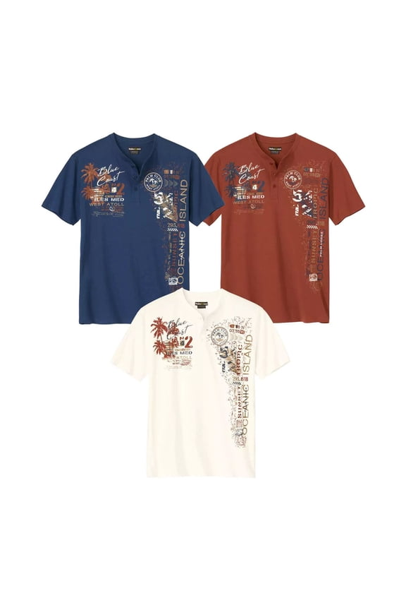 Mens Henley T-Shirt (Pack of 3)