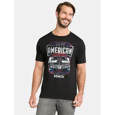 4th of July Men’s and Big Men's Americana Muscle Car Power Graphic Tee by Way to Celebrate, Sizes XS-3XL