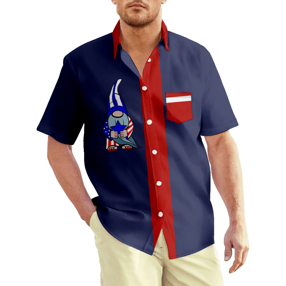 4th of July Mens Hawaiian Shirt,July Fourth Casual Button Down Hawaiian