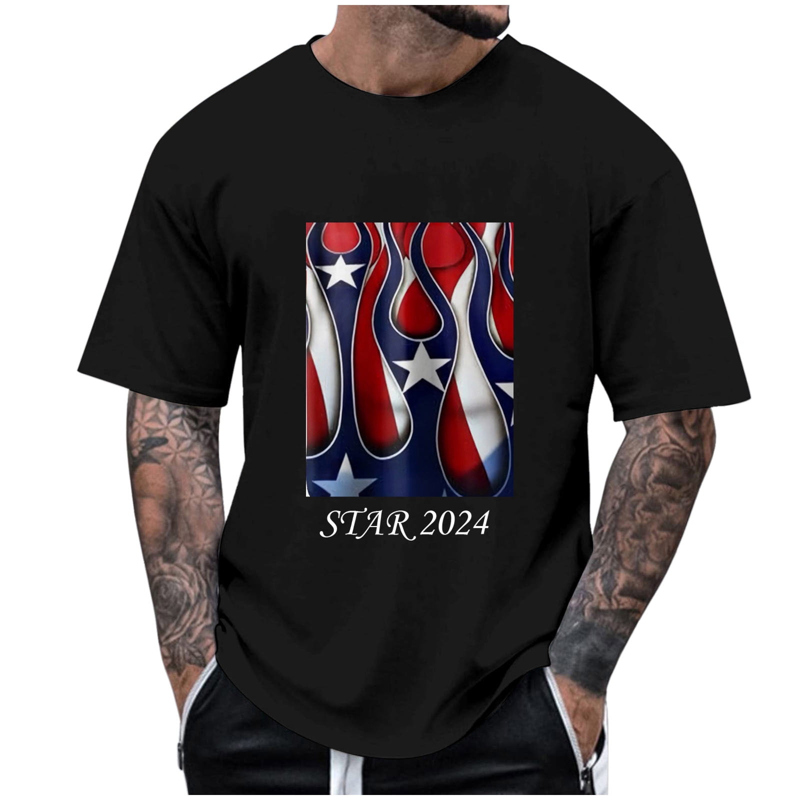 4th of July Mens tshirts Under 5 Adult,Mens tshirt Graphics Loose