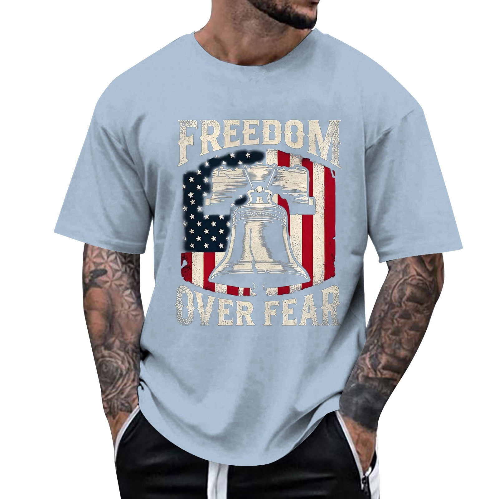 4th of July Mens tshirts Under 5 Adult,Mens tshirt Graphics Loose