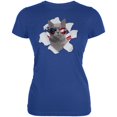 thumbnail image 1 of 4th of July Meowica Americat Patriot Juniors Soft T Shirt Royal SM, 1 of 1